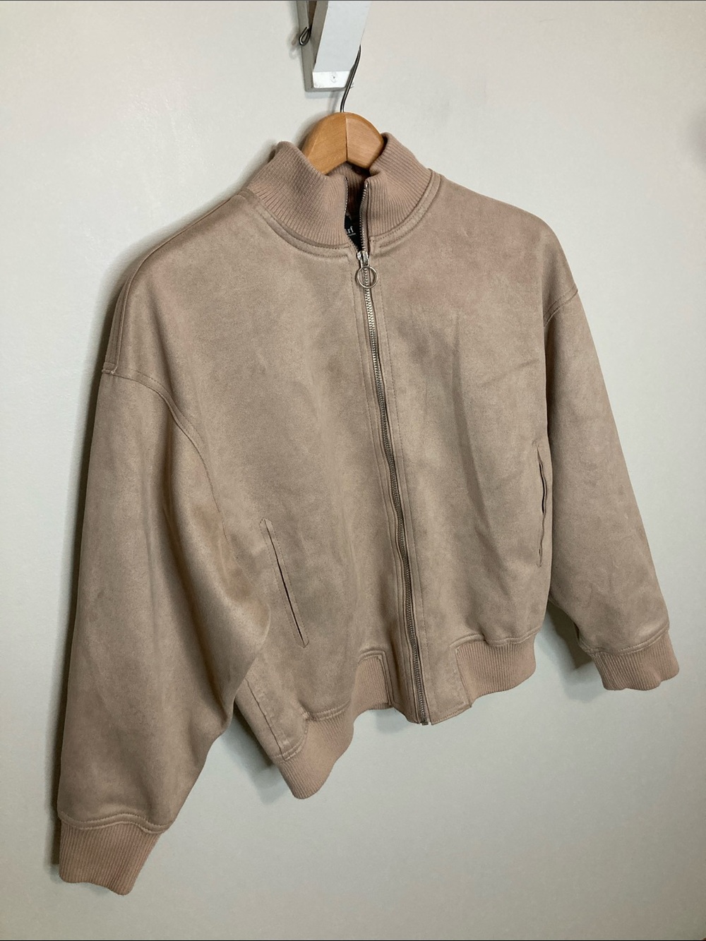 Zara trf collection Zip-Front Faux Suede Bomber Jacket women’s size XS oversized - Picture 3 of 9